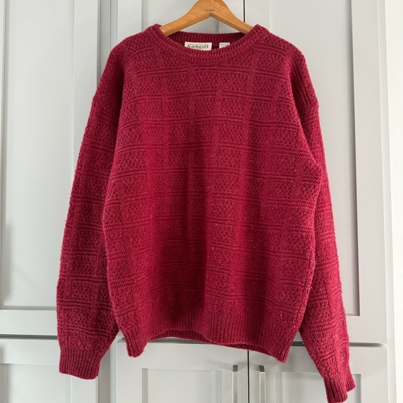Cacharel Other - Vintage Cacharel Men’s Red 100% Wool XL Crewneck Sweater Jumper